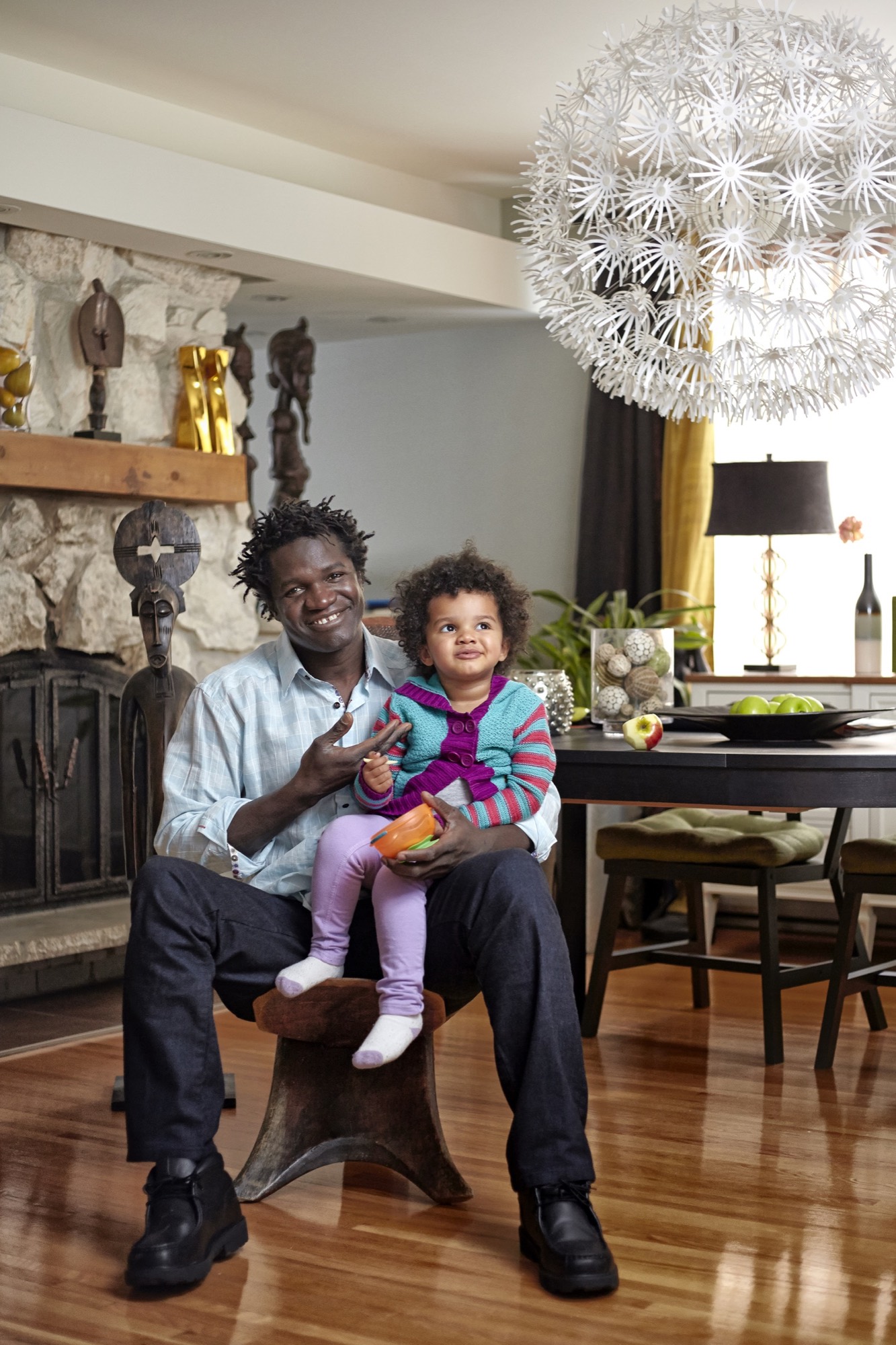 Boucar Diouf avec sa fille